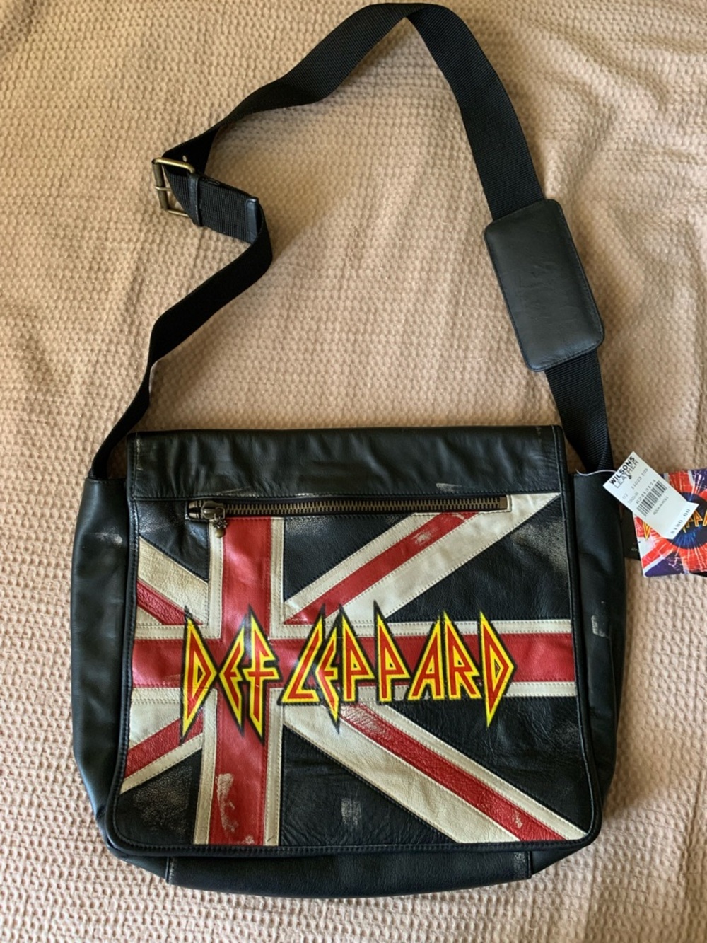Def Leppard Black Leather ‘wilsons leather’ Messenger Bag